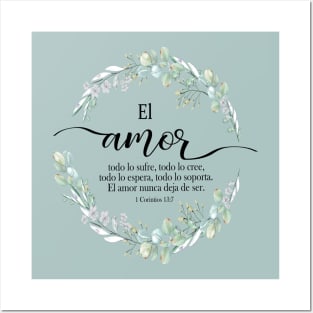 El amor Spanish bible verse 1 Corintios 13 Posters and Art